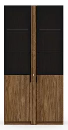 Офисный шкаф высокий комбинированный (полки стекло) с подсветкой