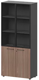 Офисный шкаф высокий закрытый с стеклом в алюминиевой раме
