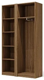 Офисный шкаф высокий со стеклом (полки ЛДСП) с гардеробом