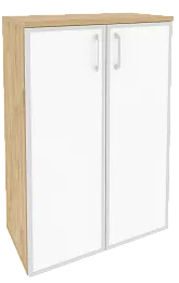 Офисный шкаф средний широкий с белым стеклом в раме