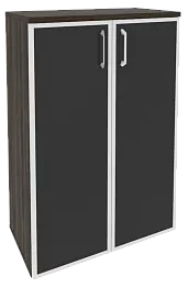 Офисный шкаф средний широкий с чёрным стеклом в раме