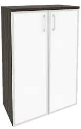 Офисный шкаф средний широкий с белым стеклом в раме