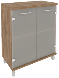 Офисный шкаф для документов низкий, широкий со стеклом