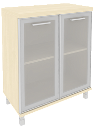 Офисный шкаф для документов низкий, широкий со стеклом  в раме