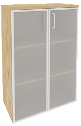 Офисный шкаф средний широкий со стеклом в раме