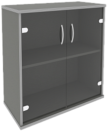 Офисный шкаф низкий широкий со стеклом