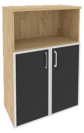 Офисный шкаф средний широкий с чёрным стеклом в раме