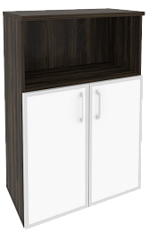 Офисный шкаф средний широкий с белым стеклом в раме